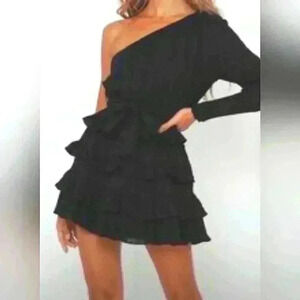 Dennis Maglic black 'Whitney' dress with ruffles  D616.605